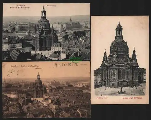 155276 3 AK Dresden Frauenkirche Vollbild um 1910 Panorama 1912