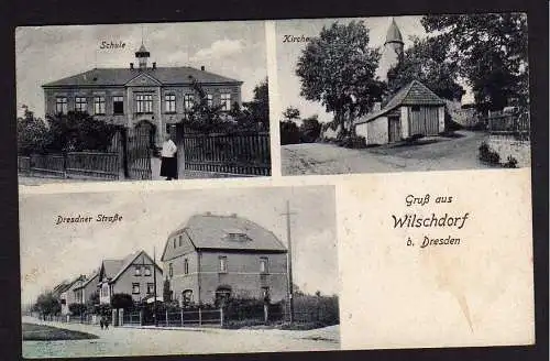 35598 AK Wilschdorf b. Dresden Schule Kirche 1938