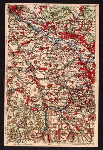 36716 Landkarten AK Meißen Dresden Wilsdruff Tharandt um 1930