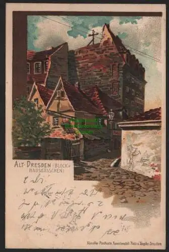 155164 AK Dresden 1903 Künstlerkarte Litho Blockhausgässchen Peitz & Töpfer
