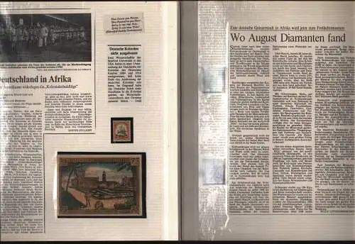 B13515 Deutsche Kolonien Deutsch Südwestafrika Marken Stempel Zeitungsausschnitt
