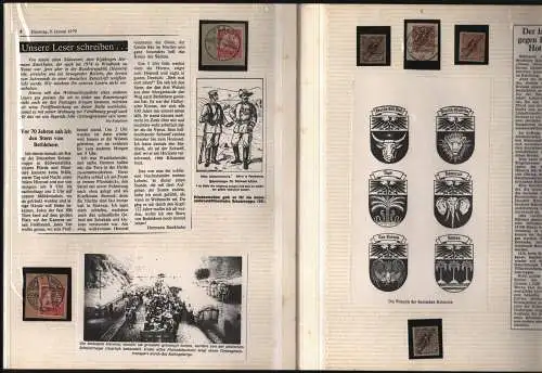 B13515 Deutsche Kolonien Deutsch Südwestafrika Marken Stempel Zeitungsausschnitt
