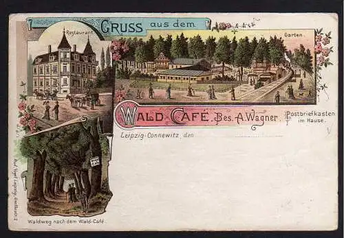 63263 Litho Leipzig Connewitz Wald Cafe 1897 Restaurant