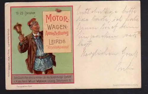 108016 AK Leipzig 1900 Motor Wagen Ausstellung Krystallpalast Offizielle Postkar