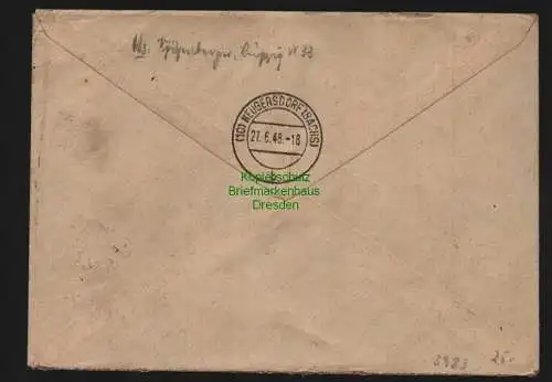 h3983 SBZ Bezirkshandstempel Bezirk 27 R-Brief Leipzig mit 171 15 Pfg.  Zehnfach