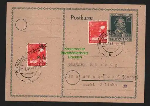 h4171 SBZ Bezirkshandstempel Bezirk 14 Postkarte Hellerau Bz. Dresden gepr. Hall