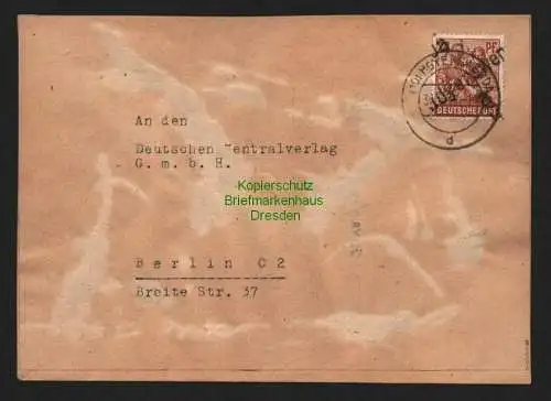 h4180 SBZ Bezirkshandstempel Bezirk 14 Brief Hoyerswerda 30.6. an Zentralverlag