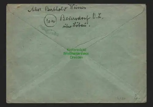 h4220 SBZ Bezirkshandstempel Bezirk 14 Brief Löbau 9.7.48 Kreissparkasse