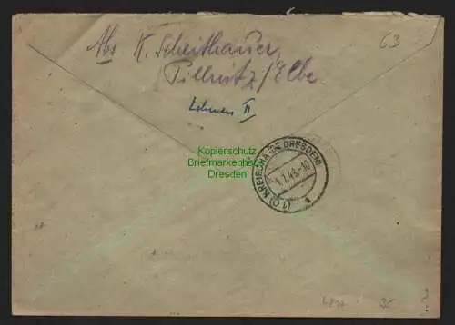 h4217 SBZ Bezirkshandstempel Bezirk 14 R-Brief Rathewalde Lohmen 30.6.48