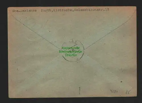 h4281 SBZ Bezirkshandstempel Bezirk 14 R-Brief Niedersedlitz 6 roter Aufdruck
