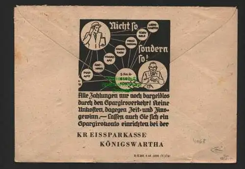 h4068 SBZ Bezirkshandstempel Bezirk 14 Brief Bautzen Kreissparkasse Königswartha