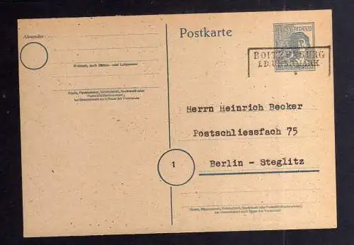 B3382 Karte SBZ Notstempel Boitzenburg i. d. Uckermark 1947