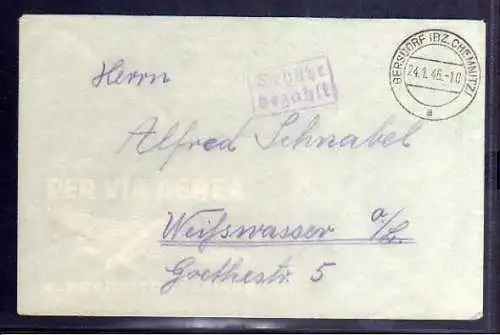 B389 SBZ Brief Gebühr bezahlt 1946 Gersdorf Bz. Chemnitz