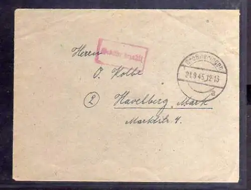 B430 SBZ Brief Gebühr bezahlt 1945 Großheringen