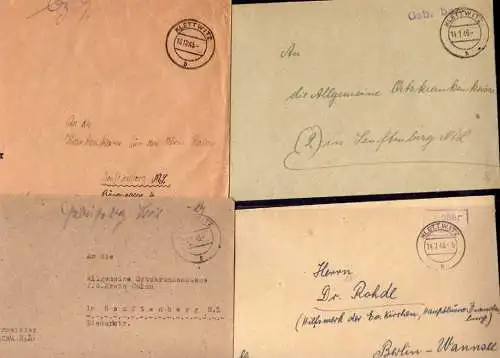 B505 4x SBZ Brief Gebühr bezahlt 1945 Klettwitz Der Bürgermeister Kostebrau 1946