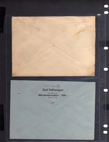 B602 2x SBZ Brief Gebühr bezahlt 1945 Müchenbernsdorf Thür. an Handelskammer Ger