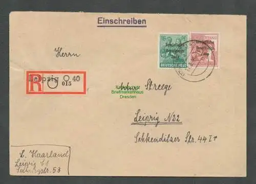 B5906 Ortsbrief SBZ 195 helle 60 portogerecht gepr. Rehfeld Leipzig  O40 nach N2