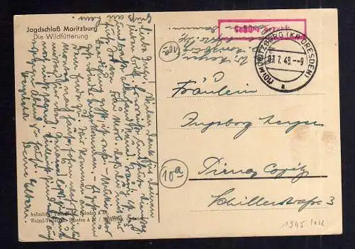 B1945 Postkarte SBZ Gebühr bezahlt 1948 Währungsreform Moritzburg Kr. Dresden