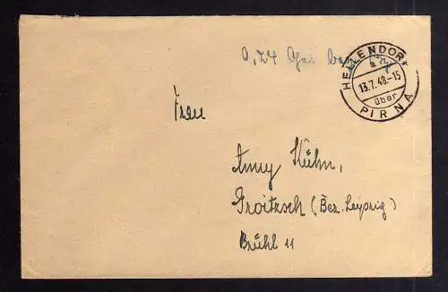 B1956 Brief SBZ Gebühr bezahlt 1948 Währungsreform Hellendorf über Pirna
