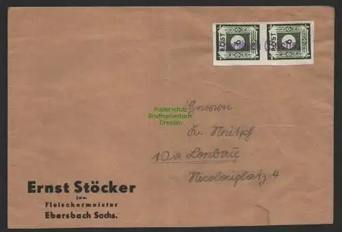 B14326 SBZ Ostsachsen Brief Notstempel Ebersbach Sachs um 1946
