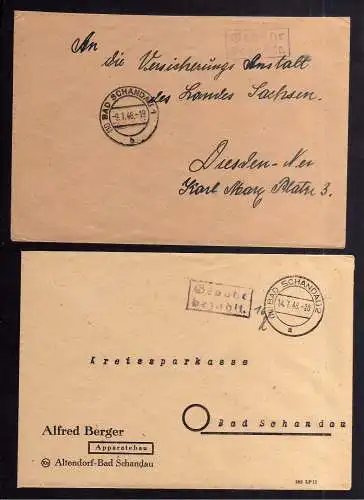 B1967 2x Brief SBZ Gebühr bezahlt 1948 Währungsreform Bad Schandau 1 und 2 Appar