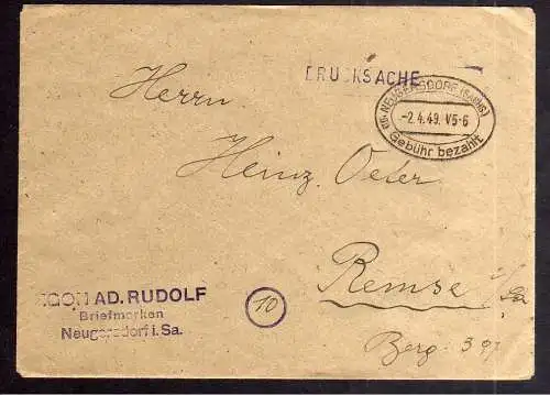 B1946 Brief SBZ Gebühr bezahlt 1949 Neugersdorf