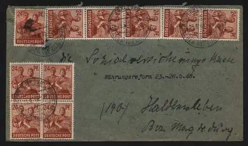 B13588 Brief SBZ Währungsreform 1948 Zehnfach Frankatur Erxleben