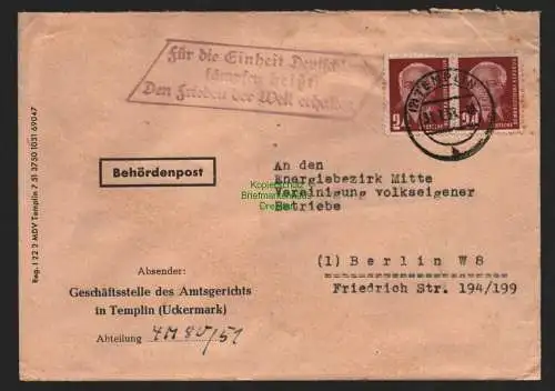 B10699 Brief DDR Propaganda Templin 1951 Für die Einheit Deutschlands Kämpfen
