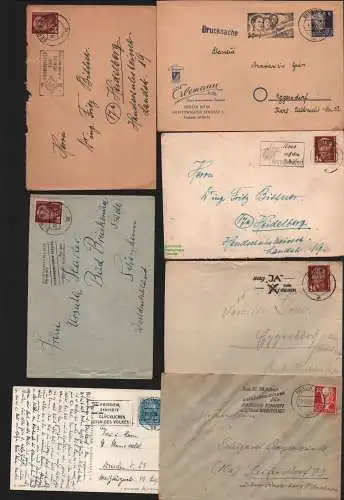 B11558 7x Brief DDR Berlin Werbestempel Wahl 1950 Sag Ja zum Frieden Lutherische