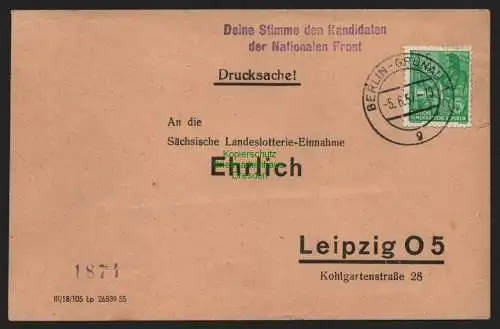 B10750 Postkarte DDR Propaganda Berlin Grünau 1957 Deine Stimme den Kandidaten