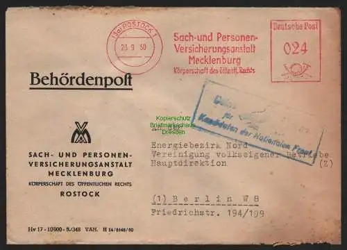 B10717 Brief DDR Propaganda Rostock 1950 Deine Stimme für die Kandidaten der
