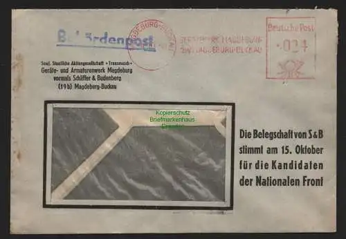 B10753 Brief DDR Propaganda Magdeburg Buckau 1950 Die Belegschaft von S & B
