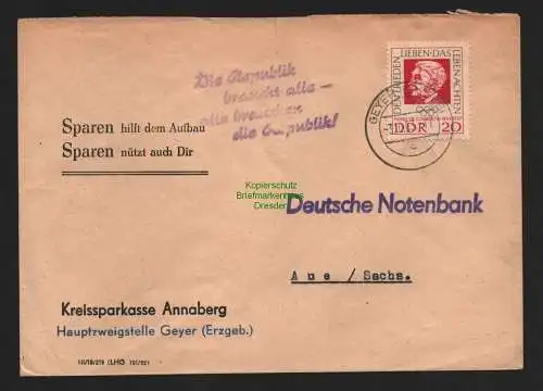 B10795 Brief DDR Propaganda Geyer Erzgeb. 1963 Die Republik braucht alle - alle