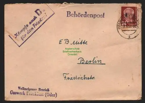 B10726 Brief DDR Propaganda Frankfurt Oder 1951 Kämpfe auch DU für den Frieden