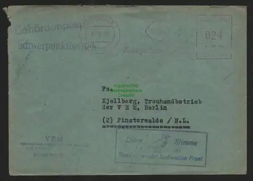 B10744 Brief DDR Propaganda Rostock 1950 Deine Stimme für die Kandidaten der