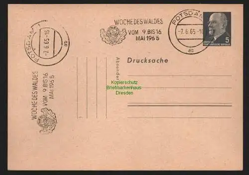 B11004 Postkarte DDR Ganzsache 5 Pfg. Ulbricht Werbestempel Woche des Waldes