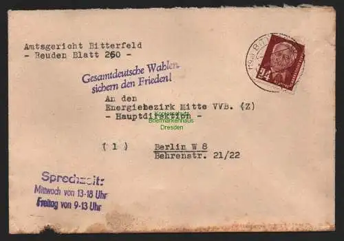 B10760 Brief DDR Propaganda Bitterfeld 1951 Gesamtdeutsche Wahlen sichern den Fr