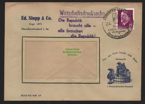 B10779 Brief DDR Propaganda Ehrenfriedersdorf 1963 Die Republik braucht alle