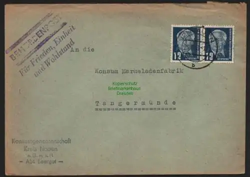 B10694 Brief DDR Propaganda Nauen 1954 Für Frieden Einheit Wohlstand Konsum