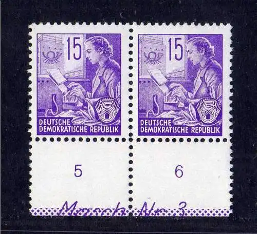 981 DDR 1954 368 XII ** DKV Druckkontrollvermerk Masch. Nr. 3 ungefalten, nicht