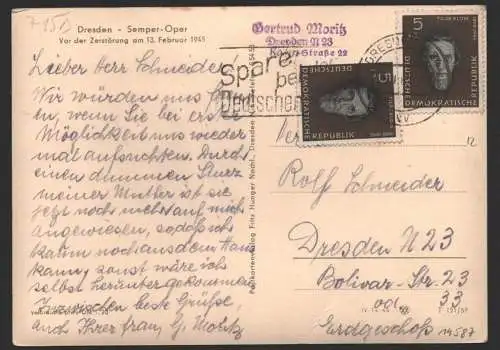 B-14587 Postkarte DDR 2x 715 MeF Ortspostkarte 25.7.60 1960