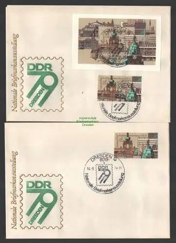 B-14623 2x DDR 1979 2443 Block 55 auf Sonderumschlag Dresden 79