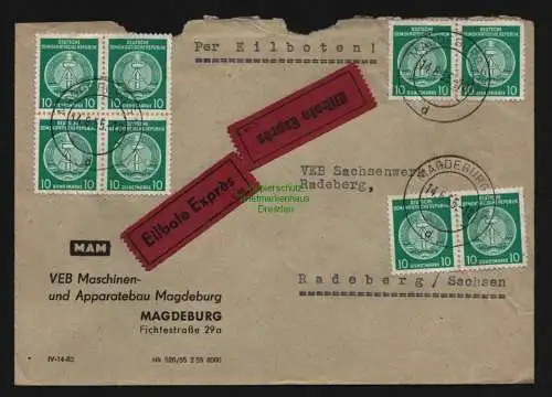 B12669 DDR Dienst 8x 19 I MeF Eilboten Brief Magdeburg an Sachsenwerk Radeberg