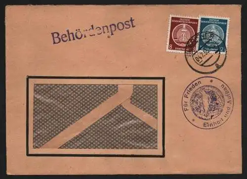 B13203 DDR Dienst Brief VEB Plasta Erkner Behördenpost Propaganda Für Frieden