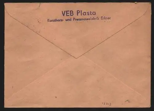 B13203 DDR Dienst Brief VEB Plasta Erkner Behördenpost Propaganda Für Frieden
