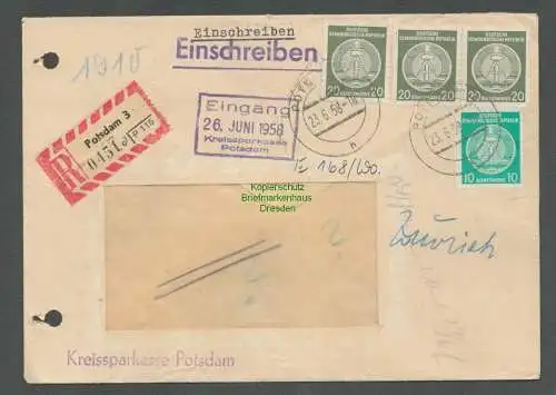 B5233 DDR Dienst Brief 1958 Potsdam Einschreiben Zurück unbekannt
