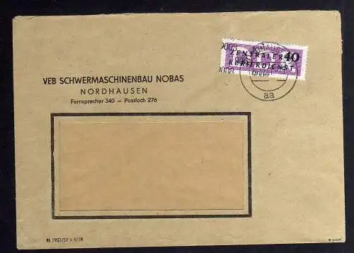 B1474 DDR ZKD 12 Kontrollzahl 9008 Brief Nordhausen geprüft BPP VEB Schwermaschi