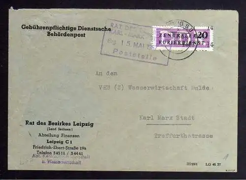 B1530 DDR ZKD 11 Kontrollzahl 1400 Brief Leipzig geprüft BPP Rat des Bezirkes an