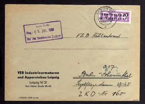 B1541 DDR ZKD 11 Kontrollzahl 1400 Brief Leipzig geprüft BPP VEB Industriearmatu