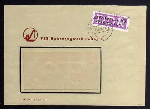 B1526 DDR ZKD 15 Kontrollzahl 1313 Brief Sebnitz geprüft BPP VEB Hebezeugwerk Se